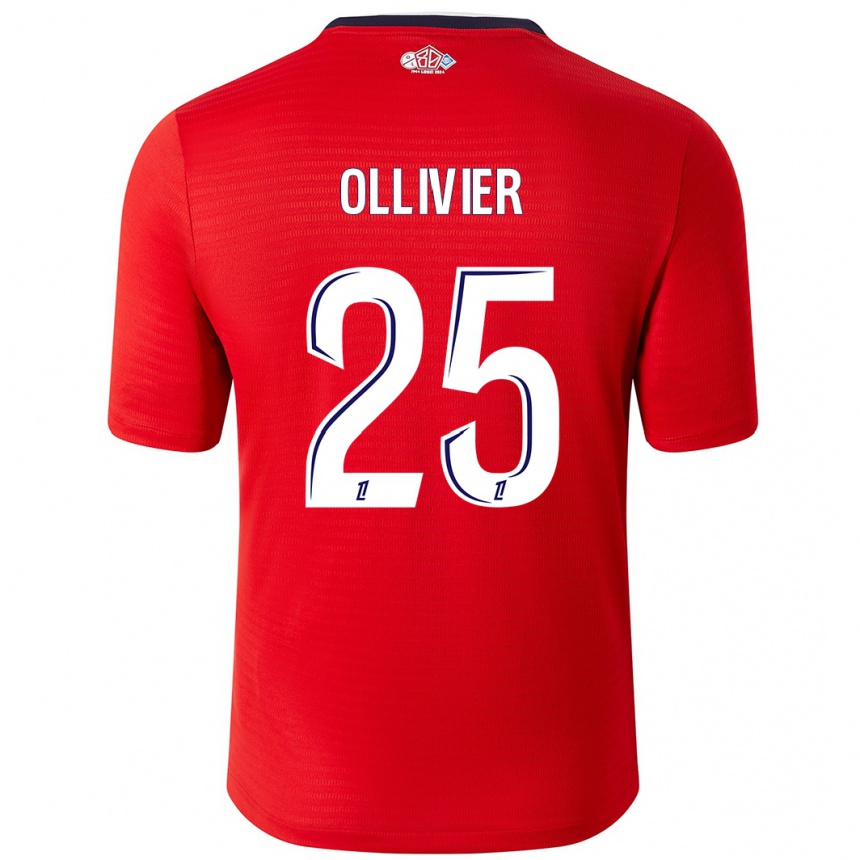 Kids Football Agathe Ollivier #25 Red White Home Jersey 2024/25 T-Shirt