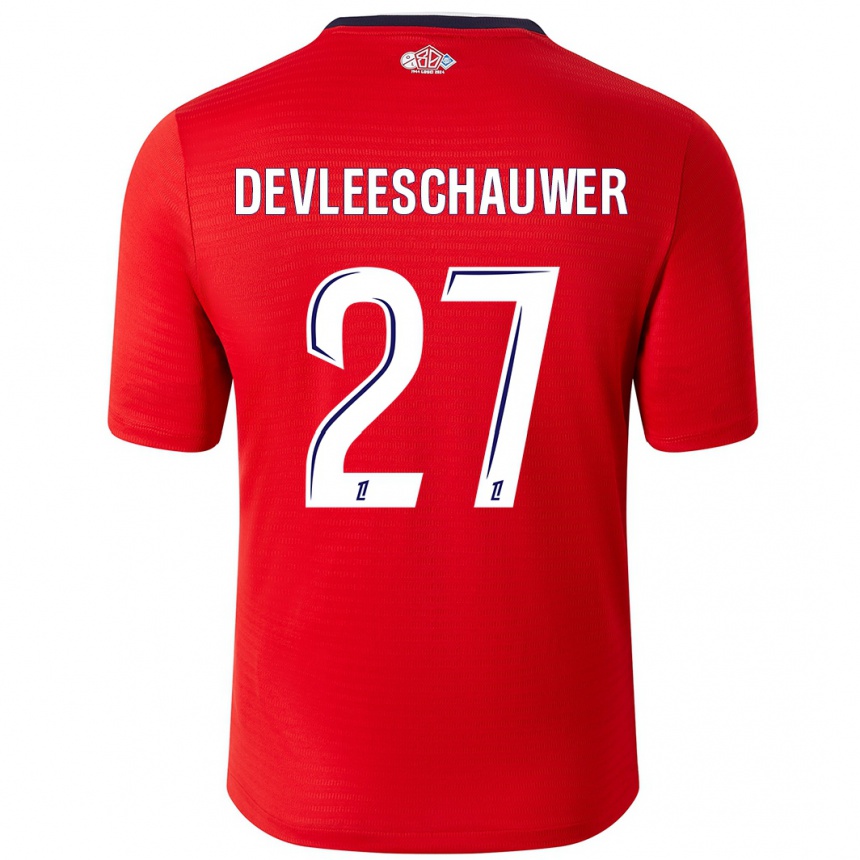 Kids Football Gwenaëlle Devleeschauwer #27 Red White Home Jersey 2024/25 T-Shirt