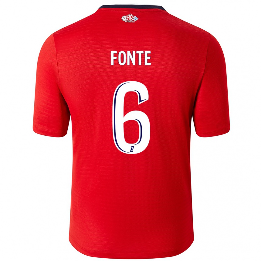 Kids Football Jose Fonte #6 Red White Home Jersey 2024/25 T-Shirt