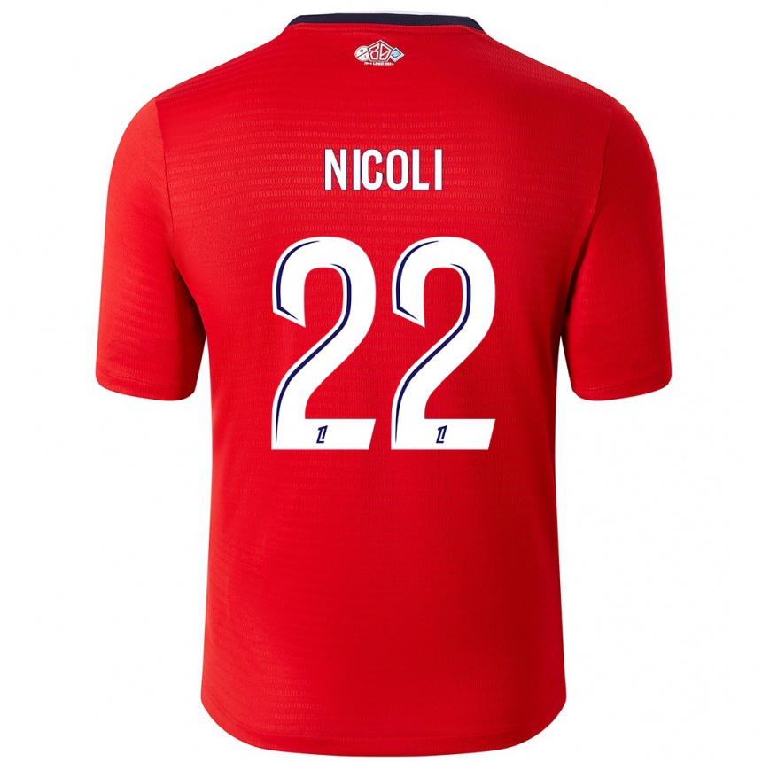 Kids Football Morgane Nicoli #22 Red White Home Jersey 2024/25 T-Shirt