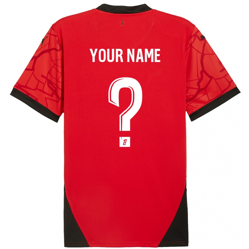 Kids Football Your Name #0 Red Black Home Jersey 2024/25 T-Shirt