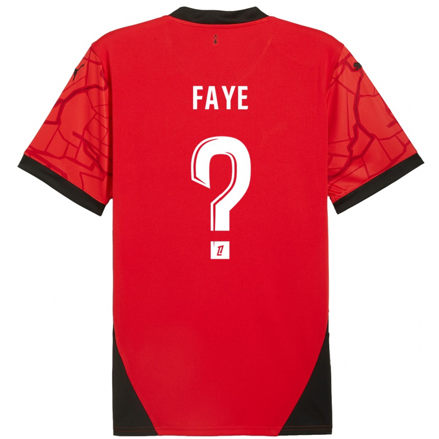 Kids Football Mikayil Faye #0 Red Black Home Jersey 2024/25 T-Shirt