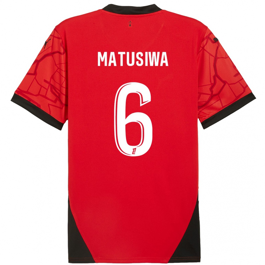 Kids Football Azor Matusiwa #6 Red Black Home Jersey 2024/25 T-Shirt