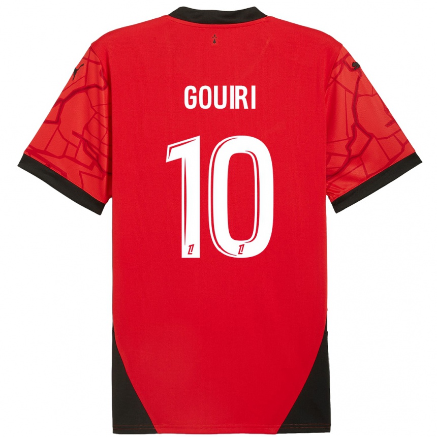 Kids Football Amine Gouiri #10 Red Black Home Jersey 2024/25 T-Shirt