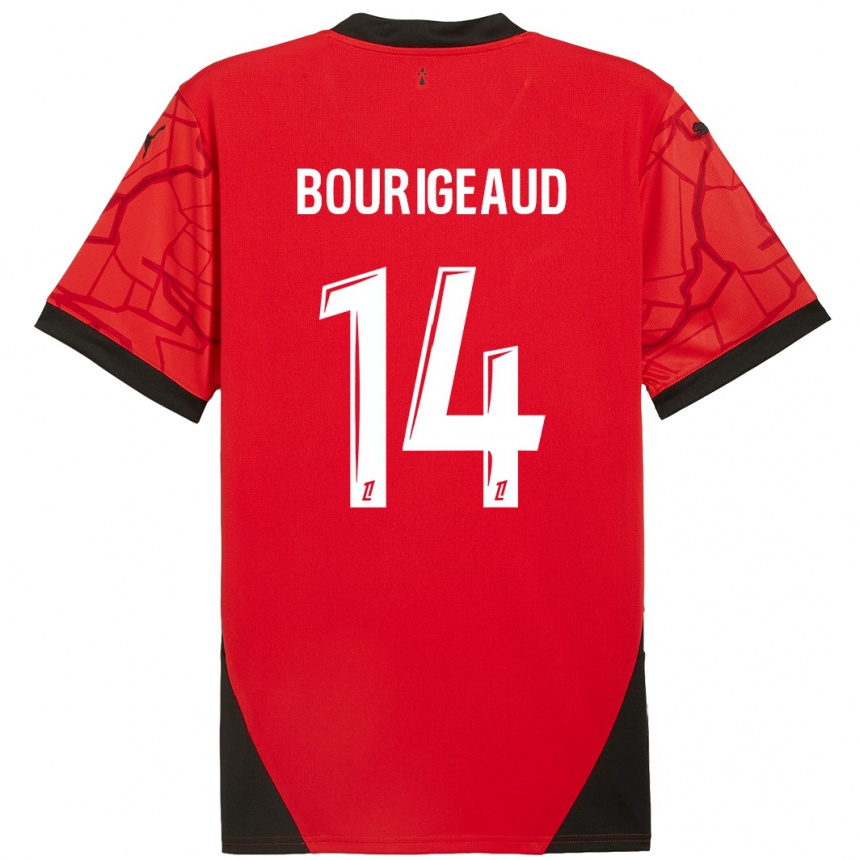 Kids Football Benjamin Bourigeaud #14 Red Black Home Jersey 2024/25 T-Shirt