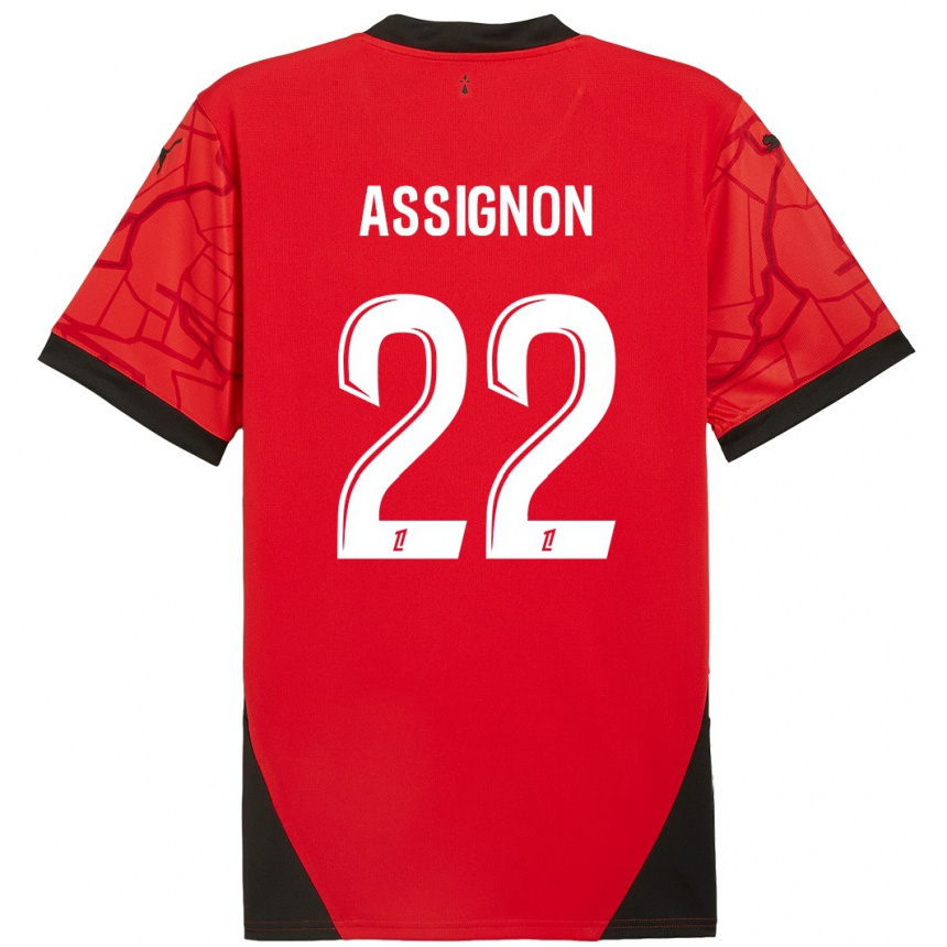 Kids Football Lorenz Assignon #22 Red Black Home Jersey 2024/25 T-Shirt