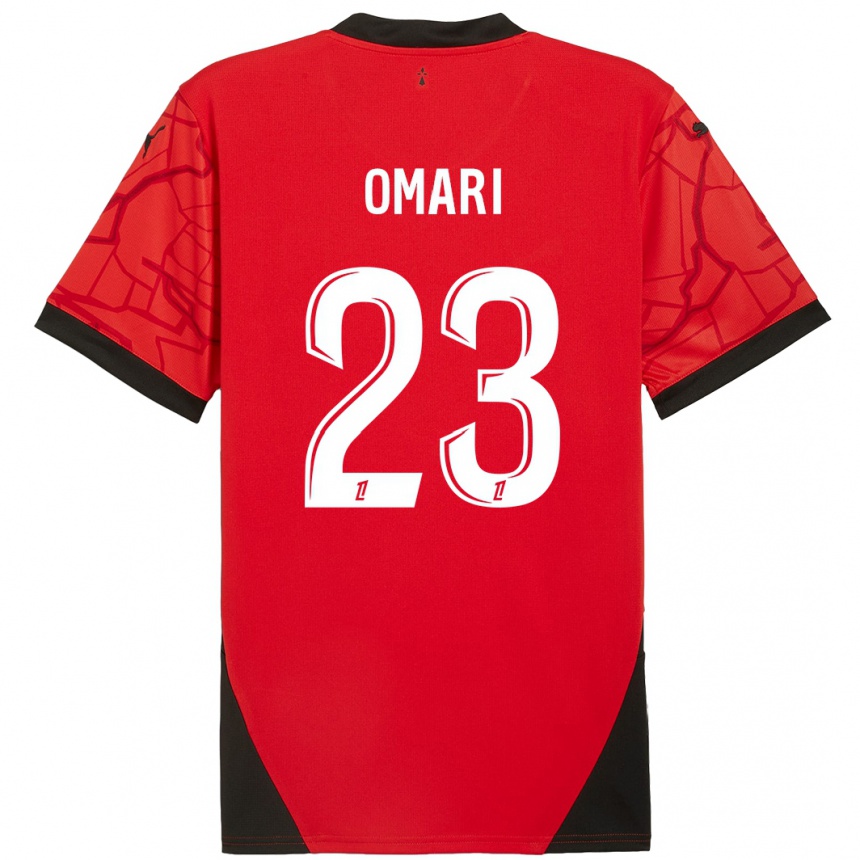 Kids Football Warmed Omari #23 Red Black Home Jersey 2024/25 T-Shirt