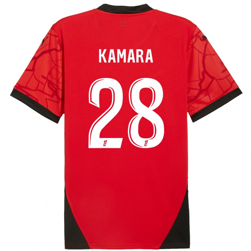 Kids Football Glen Kamara #28 Red Black Home Jersey 2024/25 T-Shirt