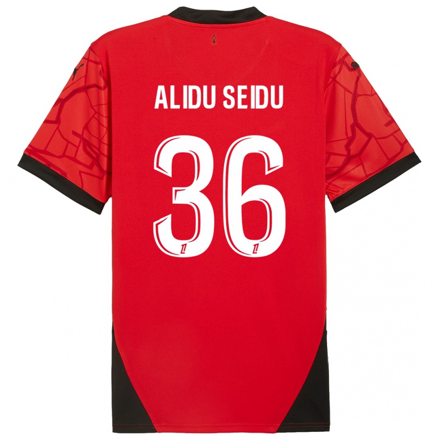 Kids Football Alidu Seidu #36 Red Black Home Jersey 2024/25 T-Shirt