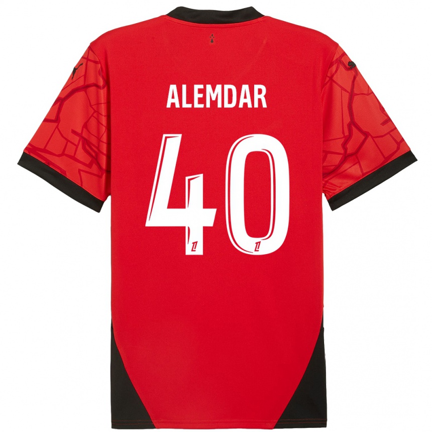 Kids Football Doğan Alemdar #40 Red Black Home Jersey 2024/25 T-Shirt