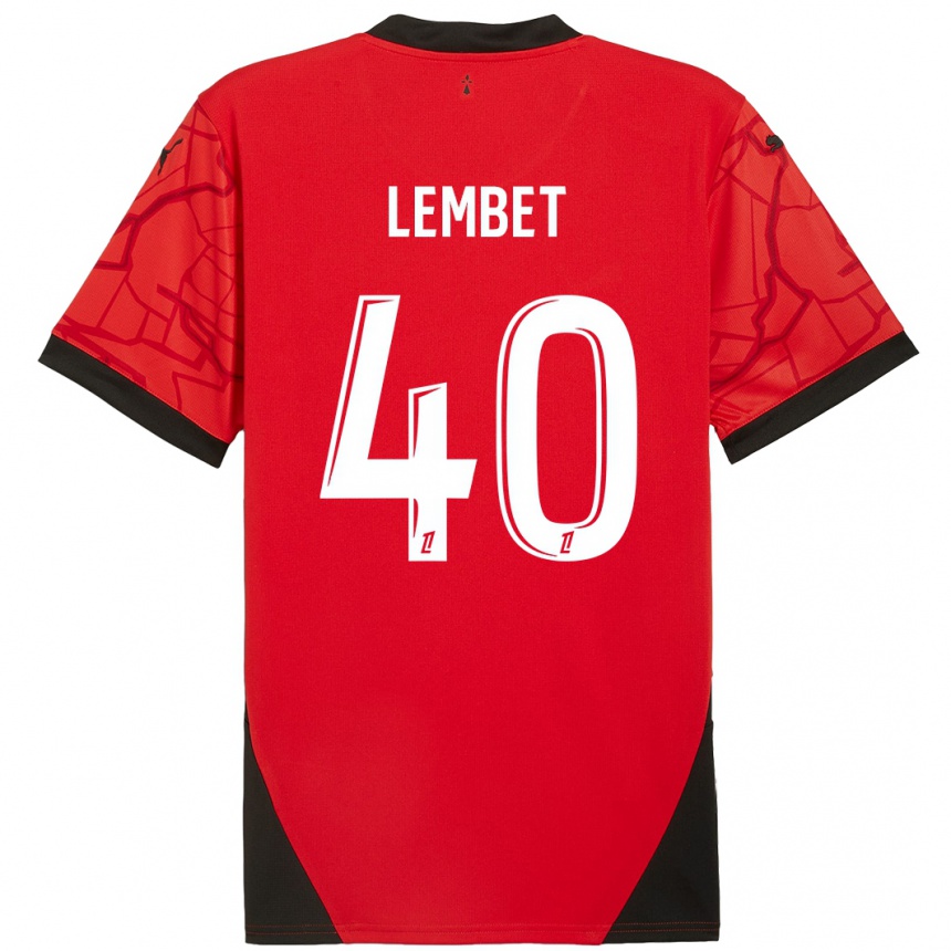 Kids Football Geoffrey Lembet #40 Red Black Home Jersey 2024/25 T-Shirt