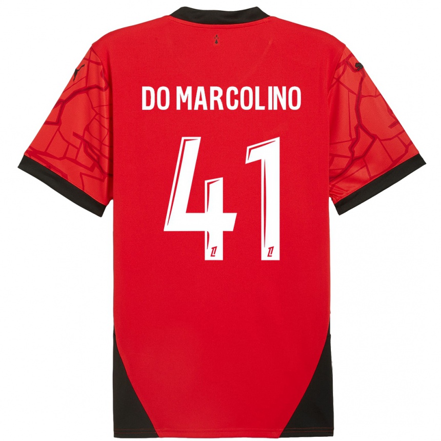 Kids Football Alan Do Marcolino #41 Red Black Home Jersey 2024/25 T-Shirt