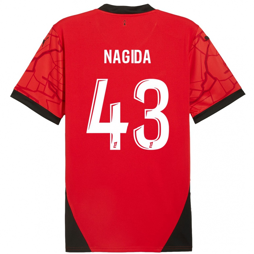 Kids Football Mahamadou Nagida #43 Red Black Home Jersey 2024/25 T-Shirt