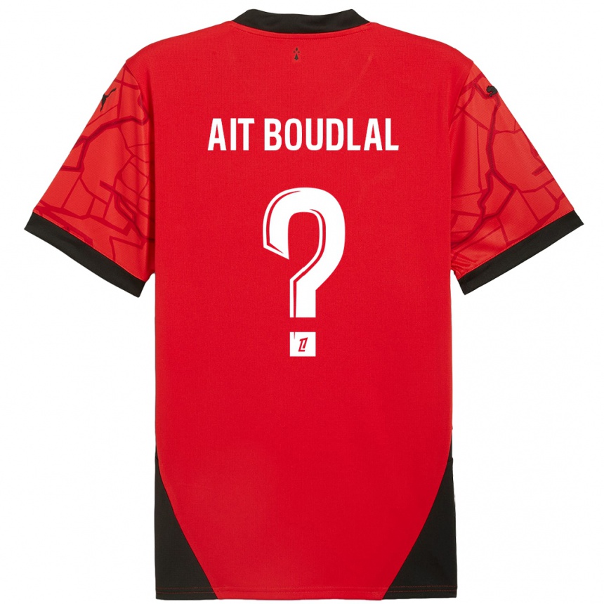 Kids Football Abdelhamid Ait Boudlal #0 Red Black Home Jersey 2024/25 T-Shirt