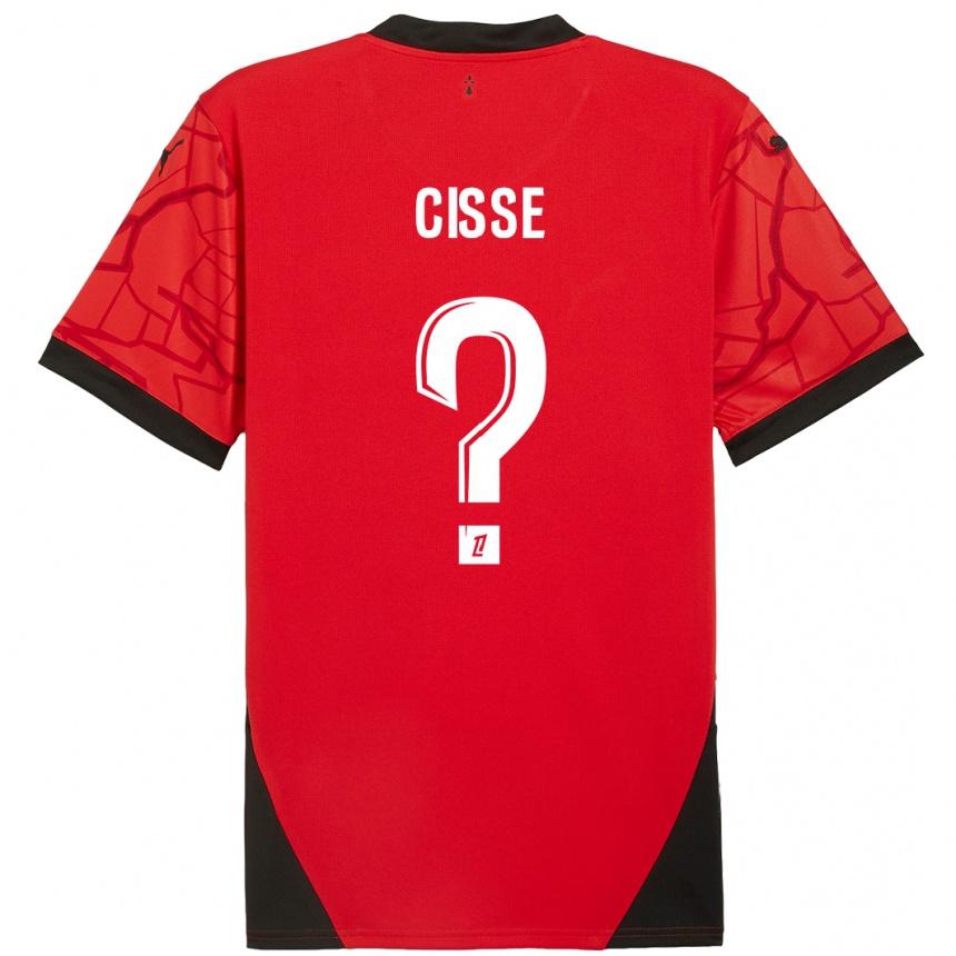 Kids Football Djaoui Cissé #0 Red Black Home Jersey 2024/25 T-Shirt