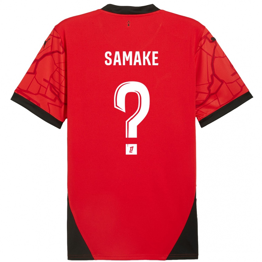 Kids Football Wilson Samaké #0 Red Black Home Jersey 2024/25 T-Shirt