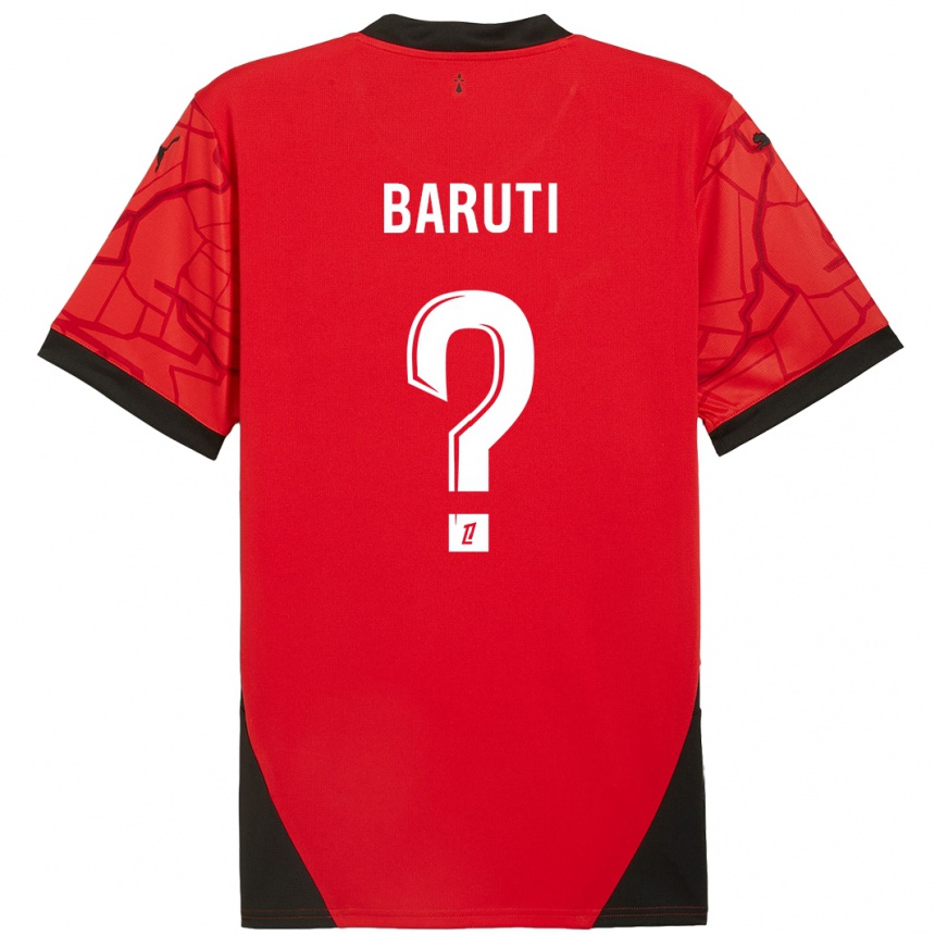 Kids Football Kelian Baruti #0 Red Black Home Jersey 2024/25 T-Shirt