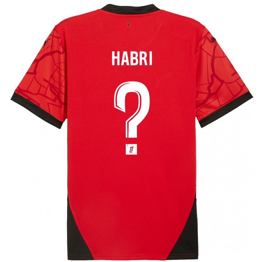 Kids Football Issa Habri #0 Red Black Home Jersey 2024/25 T-Shirt