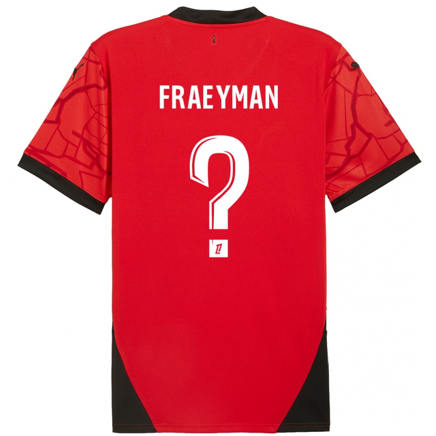 Kids Football Dorian Fraeyman #0 Red Black Home Jersey 2024/25 T-Shirt