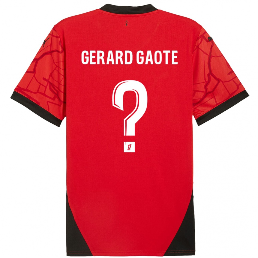 Kids Football Steven Gerard Gaote #0 Red Black Home Jersey 2024/25 T-Shirt