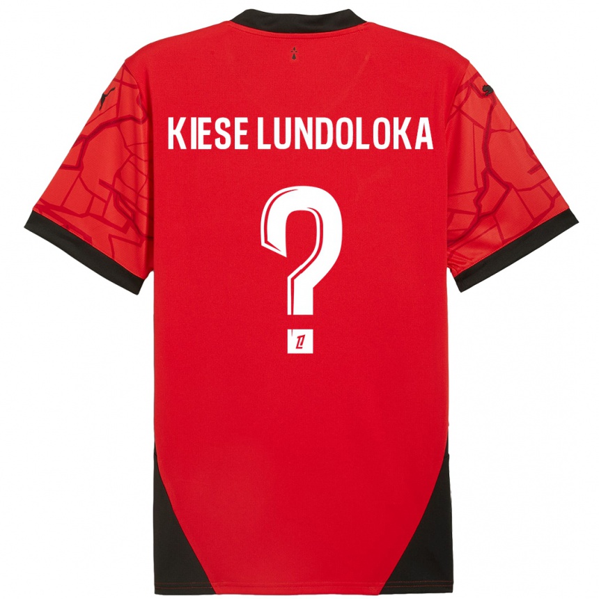 Kids Football Jeanslor Kiese Lundoloka #0 Red Black Home Jersey 2024/25 T-Shirt