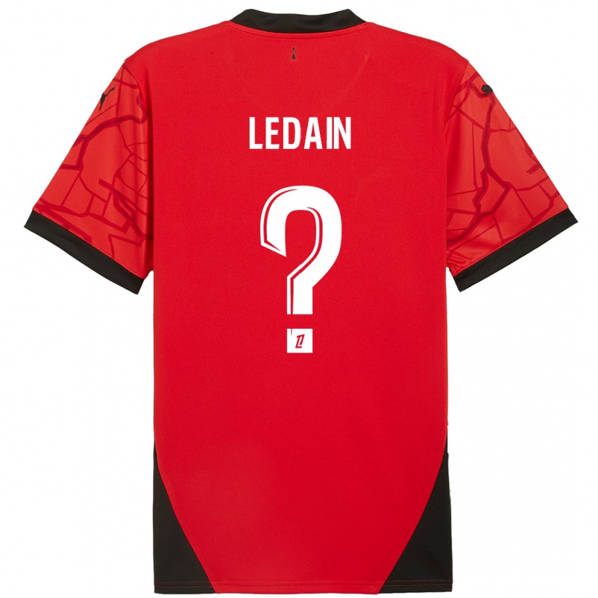 Kids Football Samuel Ledain #0 Red Black Home Jersey 2024/25 T-Shirt