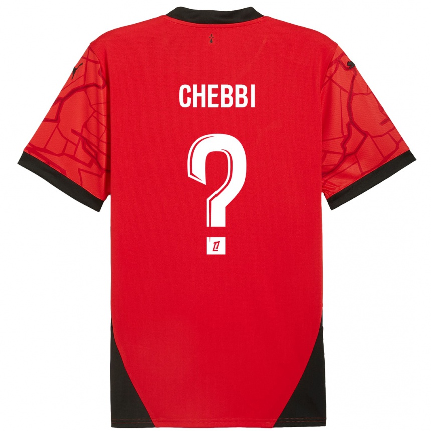 Kids Football Mohamed Chebbi #0 Red Black Home Jersey 2024/25 T-Shirt