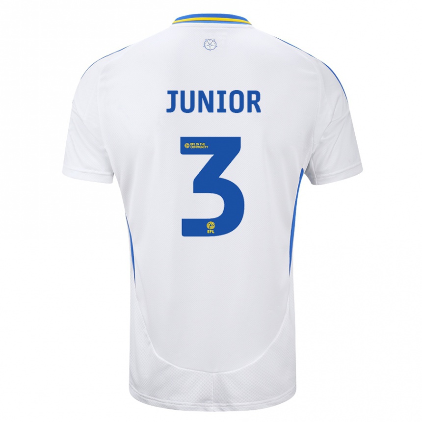 Kids Football Junior Firpo #3 White Blue Home Jersey 2024/25 T-Shirt