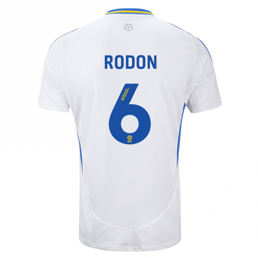 Kids Football Joe Rodon #6 White Blue Home Jersey 2024/25 T-Shirt