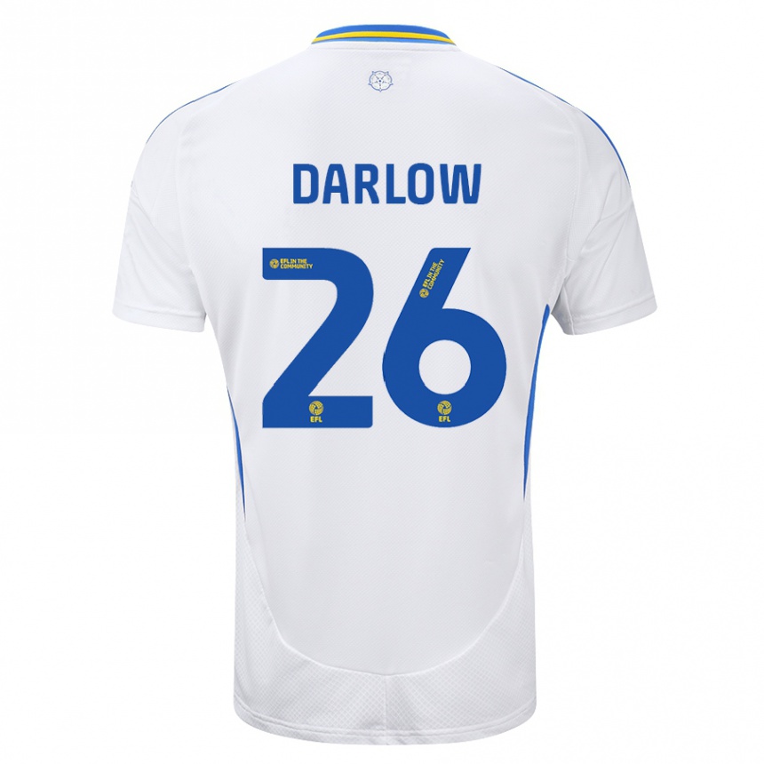 Kids Football Karl Darlow #26 White Blue Home Jersey 2024/25 T-Shirt