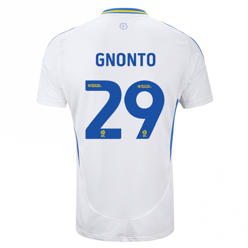 Kids Football Wilfried Gnonto #29 White Blue Home Jersey 2024/25 T-Shirt