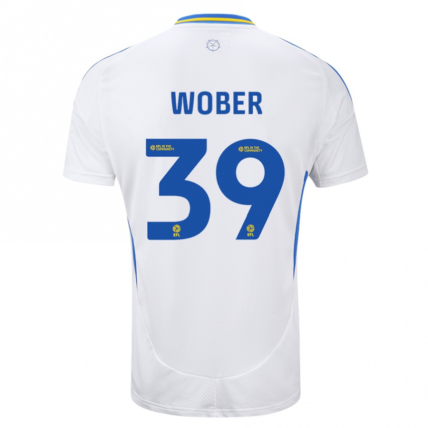 Kids Football Maximilian Wöber #39 White Blue Home Jersey 2024/25 T-Shirt