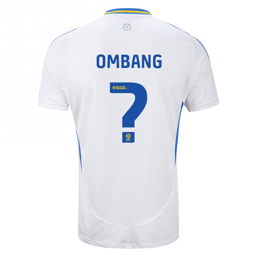 Kids Football Darryl Ombang #0 White Blue Home Jersey 2024/25 T-Shirt