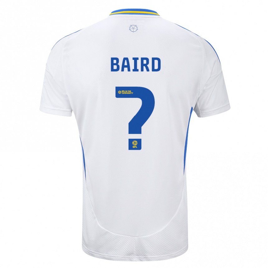 Kids Football Alex Baird #0 White Blue Home Jersey 2024/25 T-Shirt