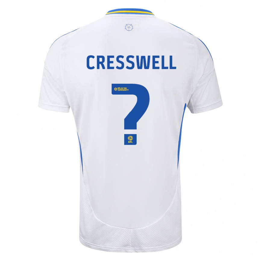 Kids Football Alfie Cresswell #0 White Blue Home Jersey 2024/25 T-Shirt