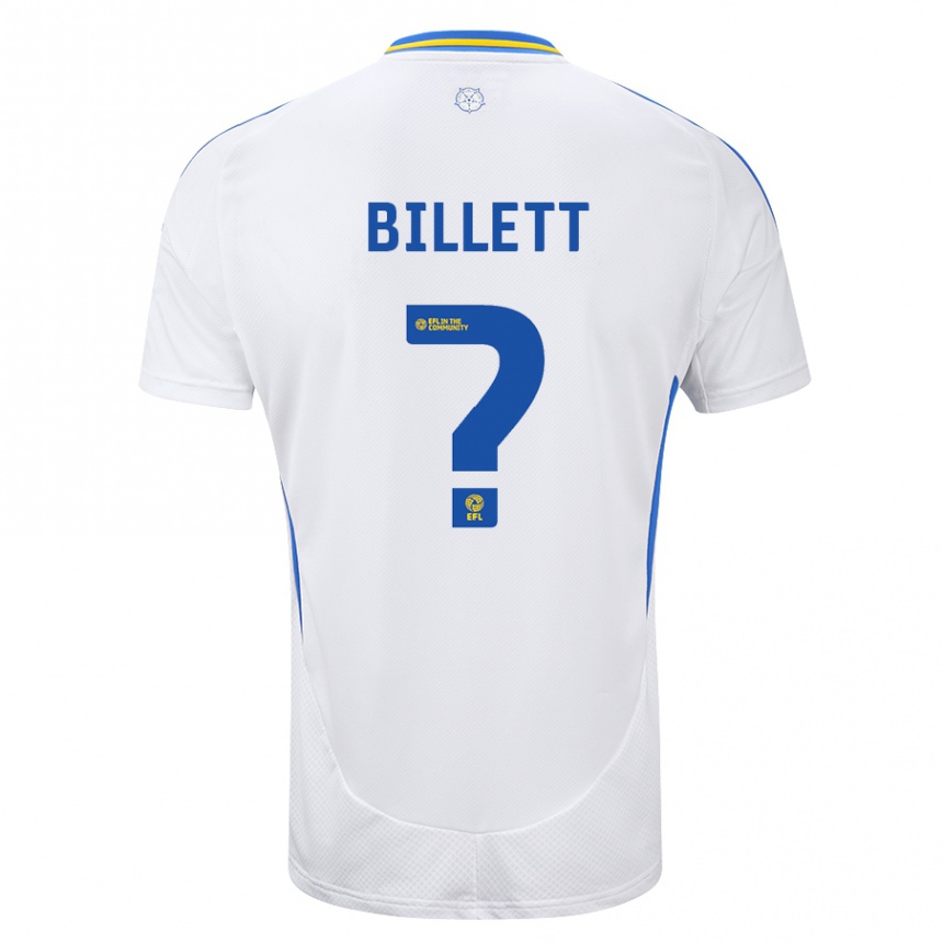 Kids Football Joe Billett #0 White Blue Home Jersey 2024/25 T-Shirt