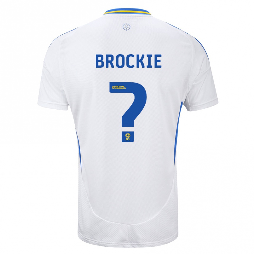 Kids Football Devon Brockie #0 White Blue Home Jersey 2024/25 T-Shirt