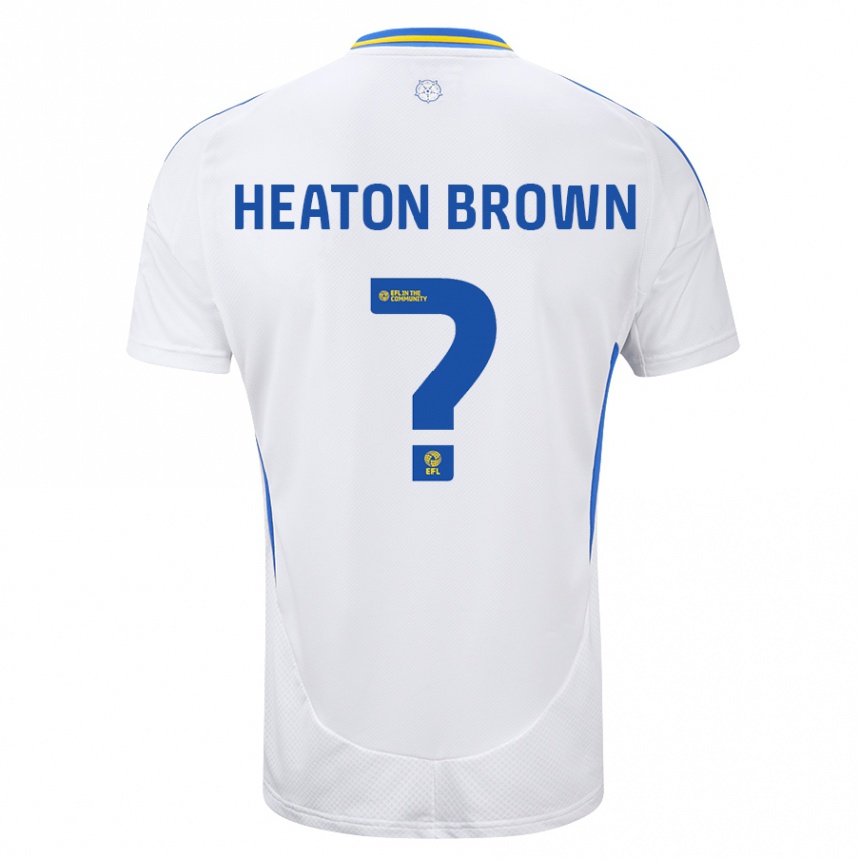 Kids Football Heaton Brown #0 White Blue Home Jersey 2024/25 T-Shirt