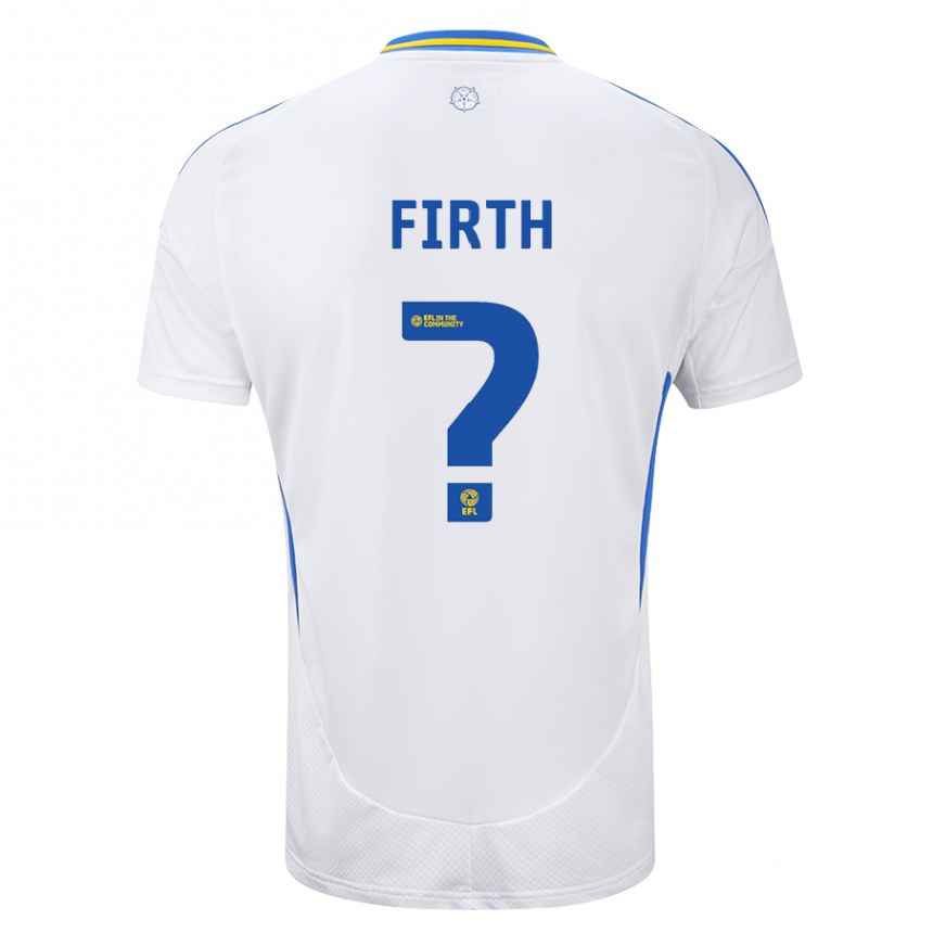 Kids Football Will Firth #0 White Blue Home Jersey 2024/25 T-Shirt