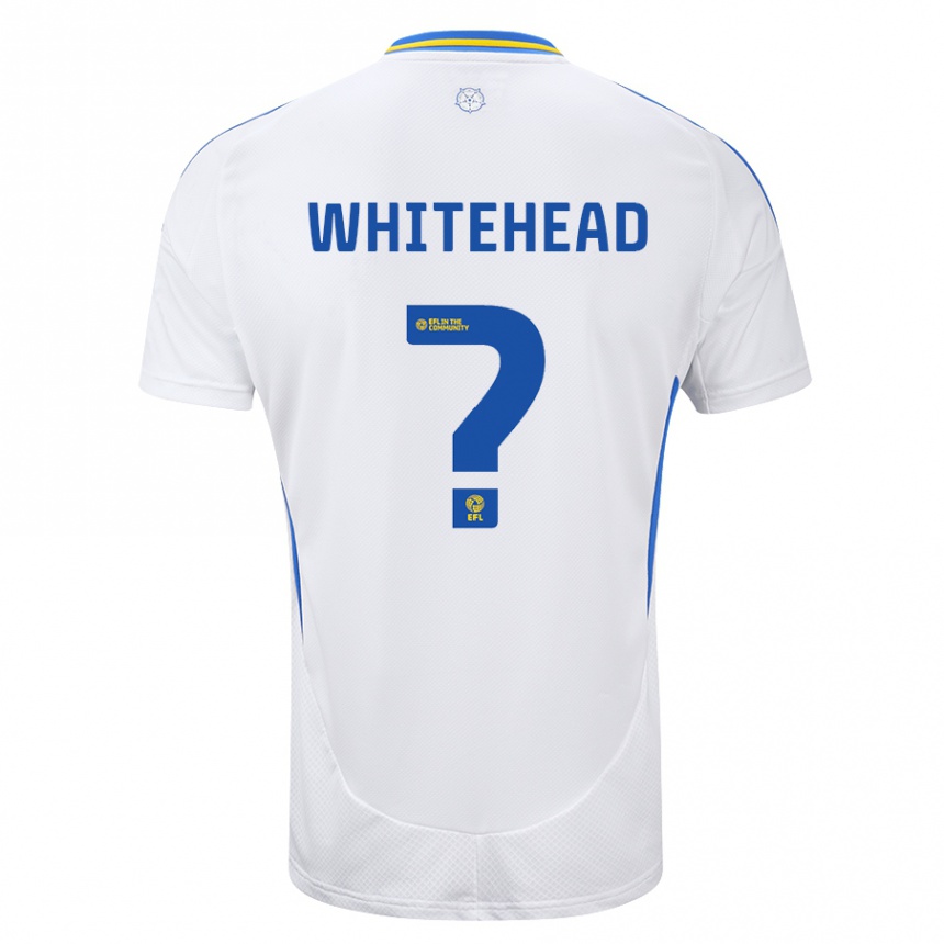 Kids Football Louie Whitehead #0 White Blue Home Jersey 2024/25 T-Shirt