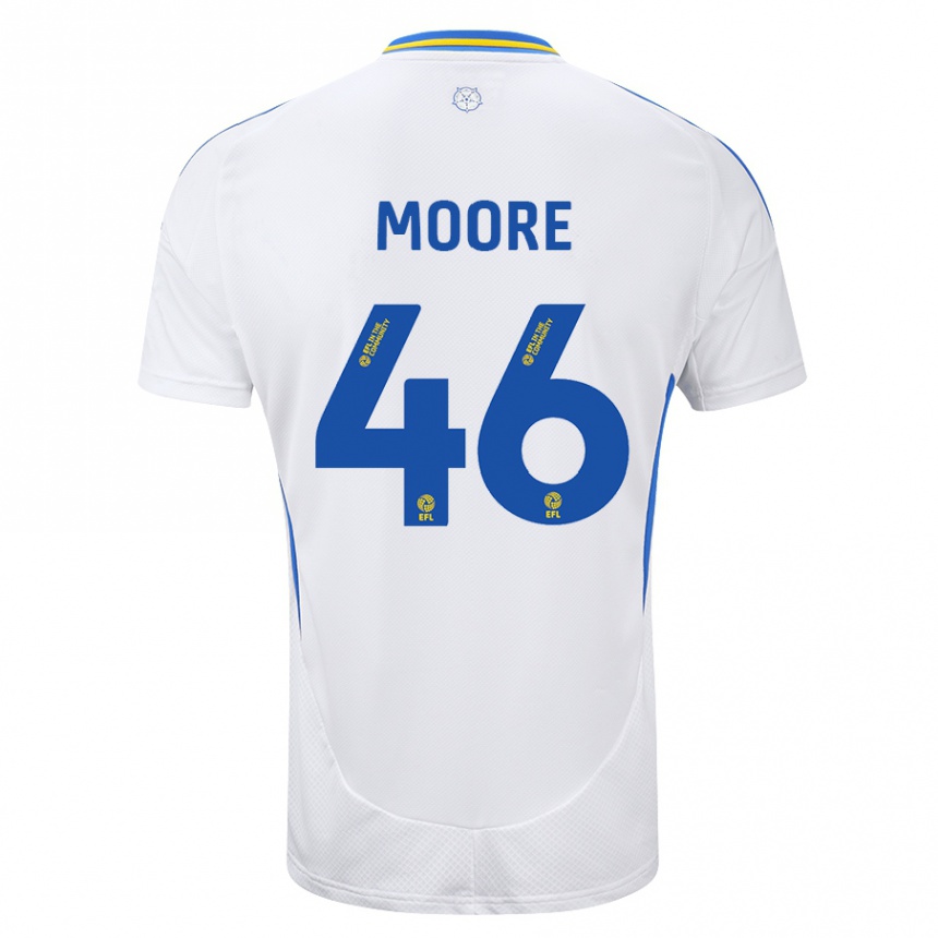 Kids Football Kris Moore #46 White Blue Home Jersey 2024/25 T-Shirt