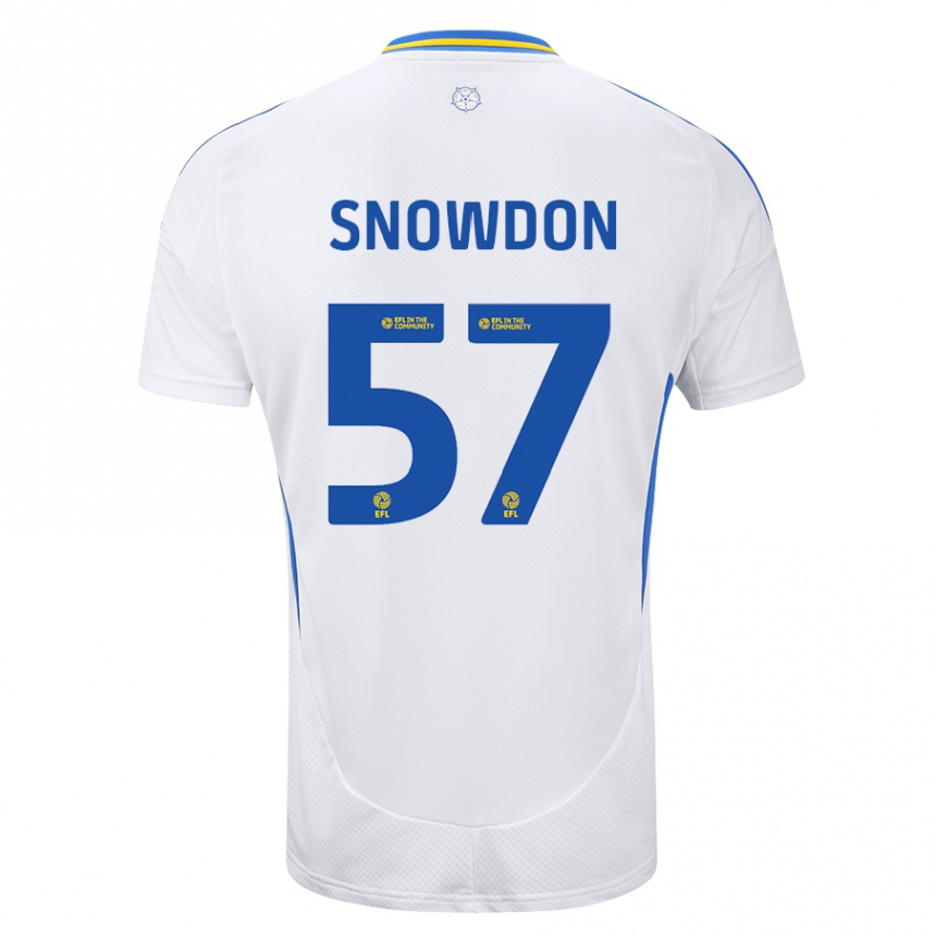 Kids Football Joe Snowdon #57 White Blue Home Jersey 2024/25 T-Shirt