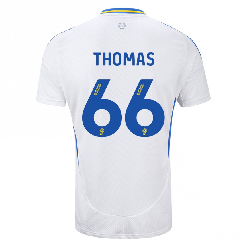 Kids Football Luca Thomas #66 White Blue Home Jersey 2024/25 T-Shirt