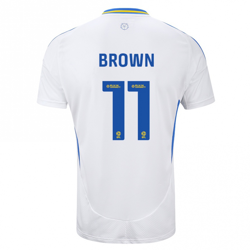 Kids Football Abbie Brown #11 White Blue Home Jersey 2024/25 T-Shirt