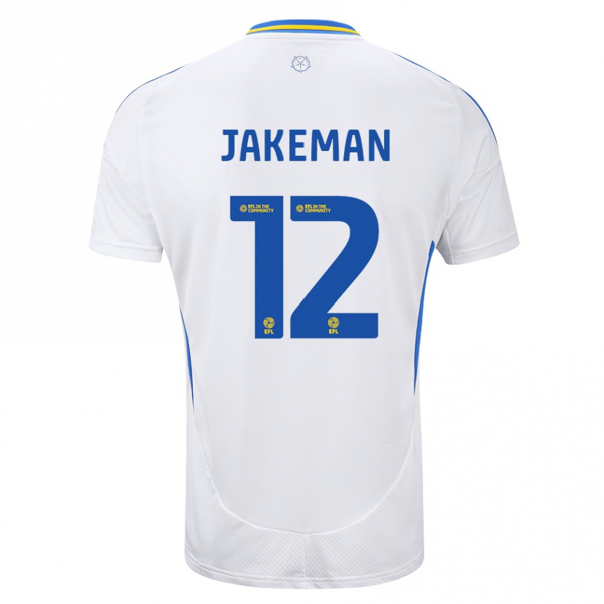 Kids Football Harriet Jakeman #12 White Blue Home Jersey 2024/25 T-Shirt