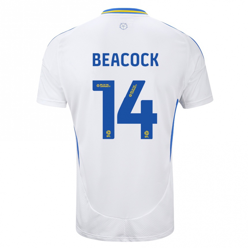 Kids Football Molly Beacock #14 White Blue Home Jersey 2024/25 T-Shirt