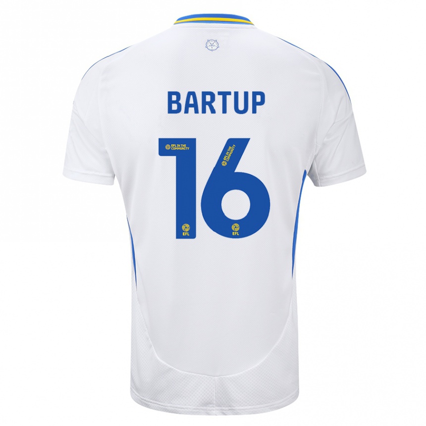 Kids Football Laura Bartup #16 White Blue Home Jersey 2024/25 T-Shirt