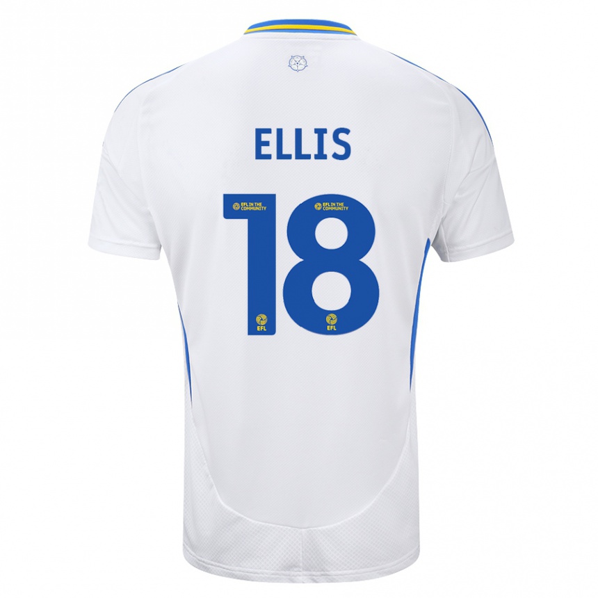 Kids Football Macy Ellis #18 White Blue Home Jersey 2024/25 T-Shirt