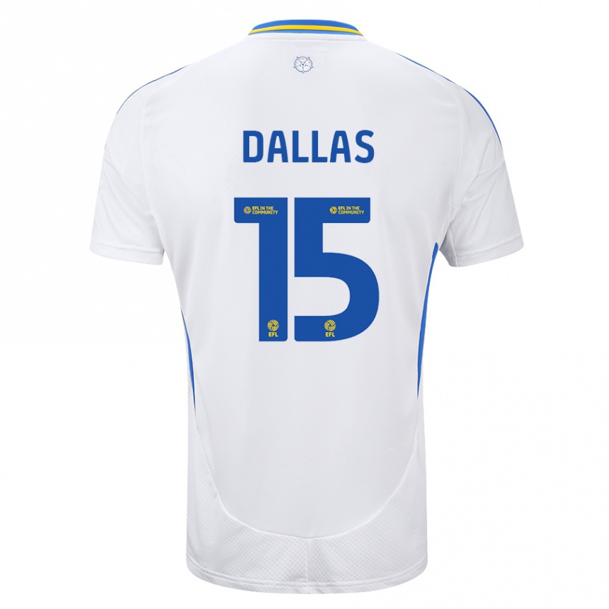 Kids Football Stuart Dallas #15 White Blue Home Jersey 2024/25 T-Shirt