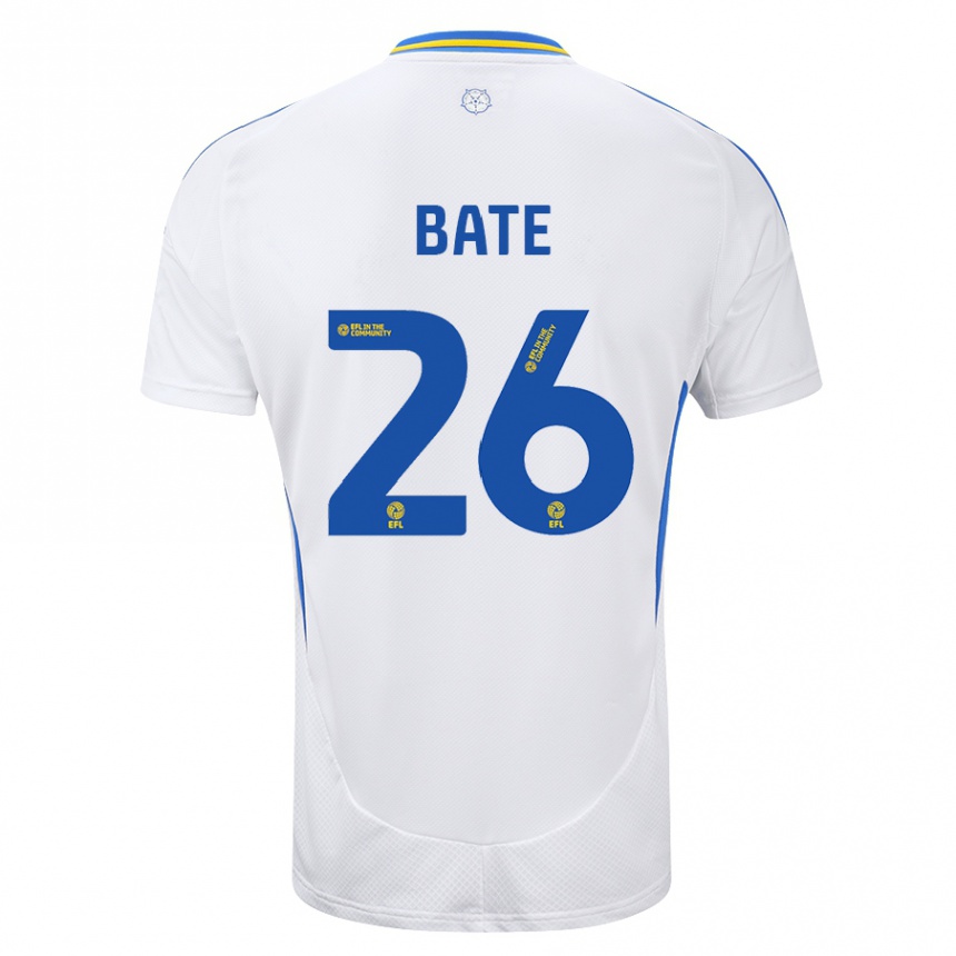 Kids Football Lewis Bate #26 White Blue Home Jersey 2024/25 T-Shirt